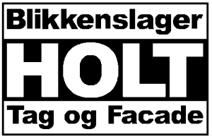 Et logo hvor der står "Blikkenslager Holt Tag og Facade"